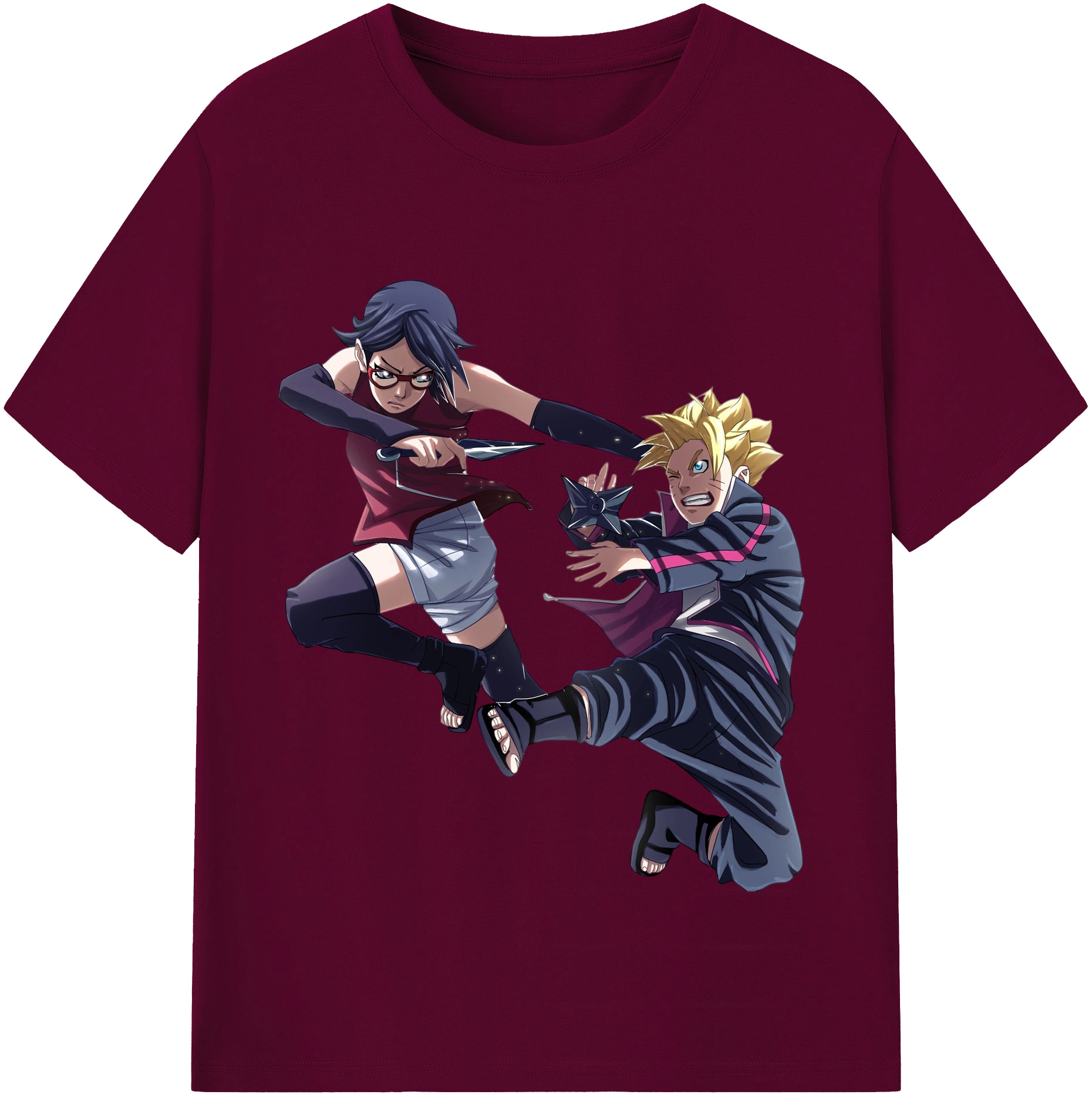 （画像用） NARUTO -ナルト- うちは サラダ Uchiha Sarada レディースカジュアルプリントTシャツ（綿100％）